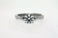 Four Prong Diamond Engagement Ring with Twisted Diamond Set Band