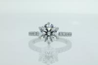 Six Claw Diamond Engagement Ring With Claw Pave Set Round Diamonds