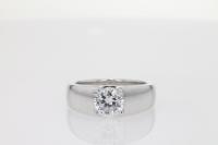 Four Claw Wide Band Diamond Engagement Ring