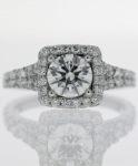 Four Claw Halo Diamond Engagement Ring