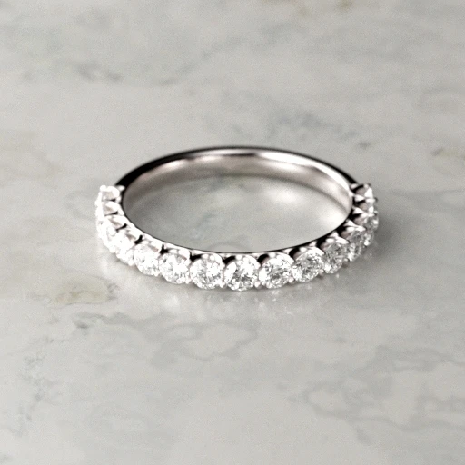 Picture of Scallop Set Round Brilliant Wedding Ring
