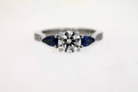 Three Stone Diamond Engagement Ring with Filigree