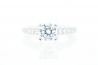 Four Claw Diamond Engagement Ring with Diamonds on Shoulder and Under Setting