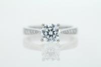 Four Prong Diamond Engagement Ring with Tapered Band