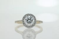 Halo Engagement Ring With Petal and Filigree Features