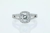 Split Shank Diamond Engagement Ring with Halo