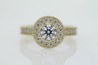 Vintage Bezel Set Halo Diamond Engagement Ring