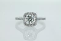 Halo Diamond Engagement Ring with Rose Gold and Pink Sapphire Accent