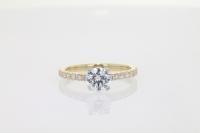 Four Claw Diamond Engagement Ring with 18 Side Diamonds