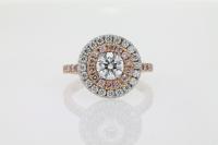 Diamond Double Halo Engagement Ring with Pink Diamonds