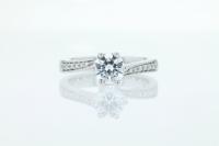 Six Prong Diagonally Set Diamond Engagement Ring