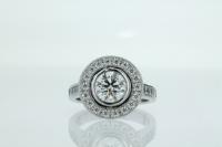 Double Bezel Set Diamond Engagement Ring with Diamonds All Around